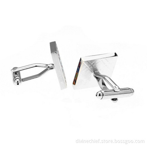 Printing Flower Cubic Enamel Cufflinks, Copper Mens Cufflinks for Shirts